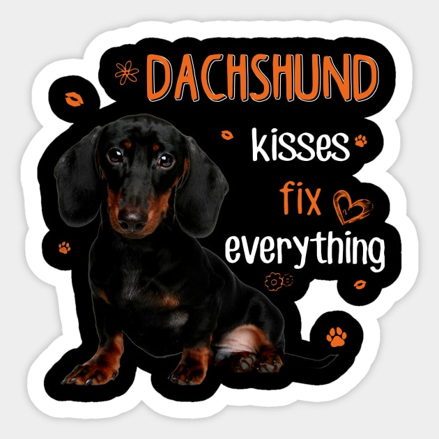 Dachshund Kisses Fix Everything Sticker by Hound mom